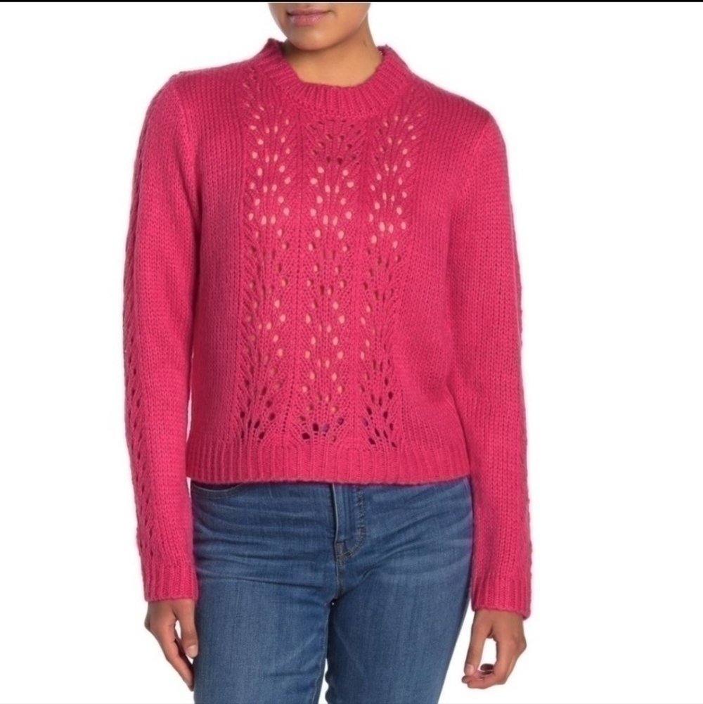 𝅺NWT Women Nordstrom Woven Heart Knit Sweater  Size M